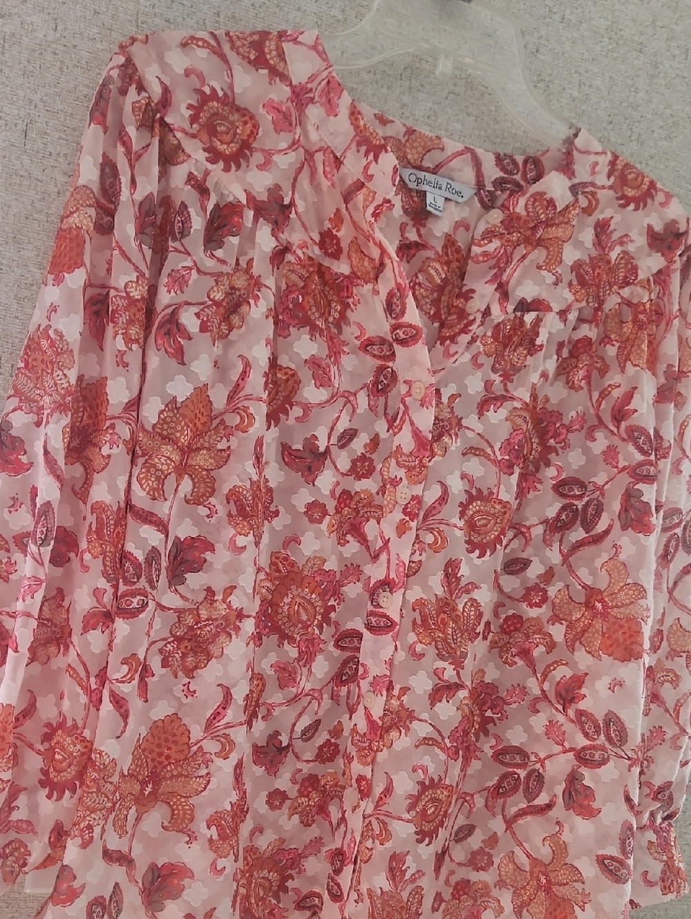 Ophelia Rose Women's Pink Floral Button-Down Blouse